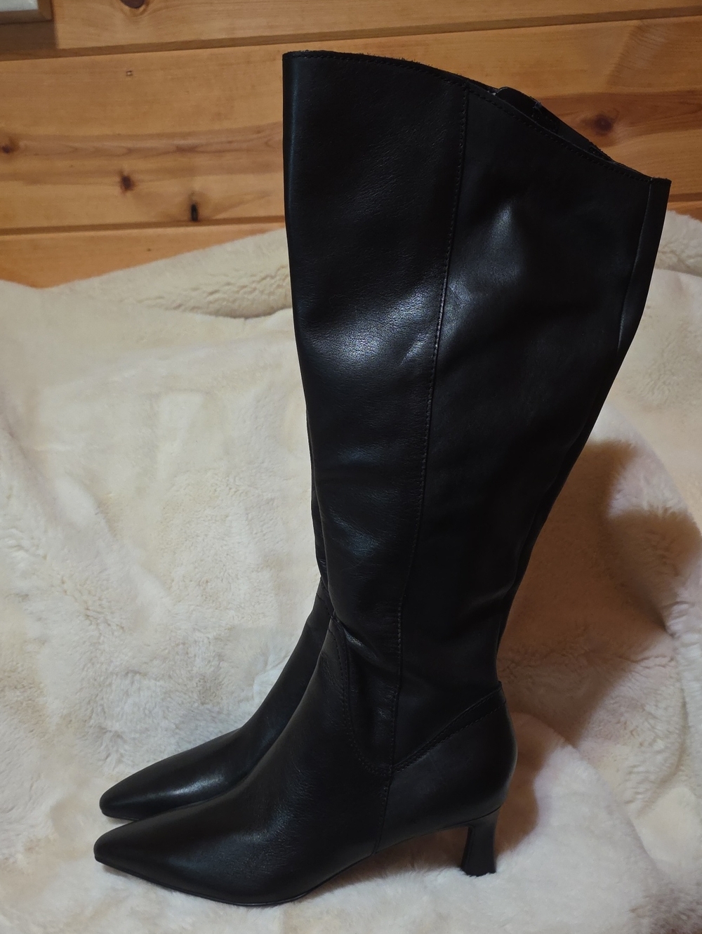 Naturalizer Black Mollets Forts (Wide Calf) Knee-High Pointed Toe Heeled Boots - Picture 2 of 12